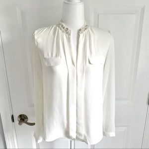 Candie’s Cream Chiffon Long-sleeve Blouse